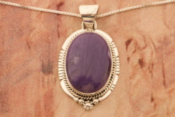 Native American Jewelry Genuine Charoite Sterling Silver Pendant